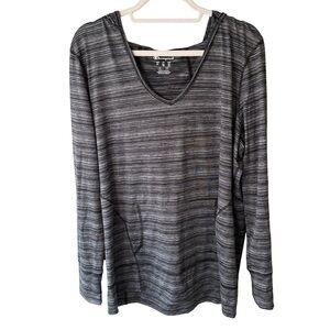 Champion Black and White Grey Performance Striped Hoodie Size XL Activewear